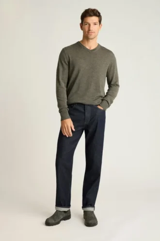 Waschbarer Merino-Pullover mit V-Ausschnitt