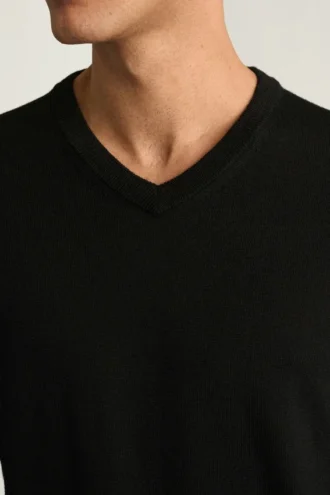 Waschbarer Merino-Pullover mit V-Ausschnitt