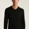 Waschbarer Merino-Pullover mit V-Ausschnitt Waschbarer Merino-Pullover mit V-Ausschnitt