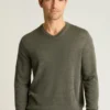Waschbarer Merino-Pullover mit V-Ausschnitt Waschbarer Merino-Pullover mit V-Ausschnitt