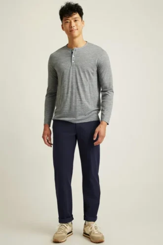 Weiches & atmungsaktives Henley-Hemd aus Merinowolle