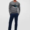 Whale-Pullover mit Rundhalsausschnitt