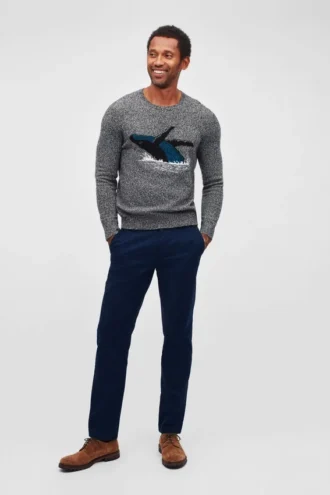 Whale-Pullover mit Rundhalsausschnitt