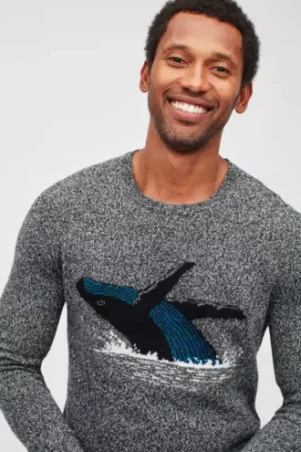 Whale-Pullover mit Rundhalsausschnitt