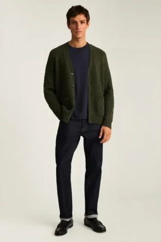 Zopfmuster-Strickjacke für Herren von Bonobos | Merino-Mischung im Heritage-Stil