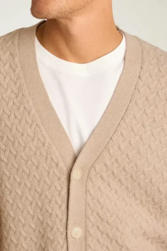 Zopfmuster-Strickjacke für Herren von Bonobos | Merino-Mischung im Heritage-Stil